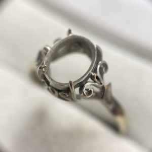 K14WG 石の外れたリング 14金 ホワイトゴールド 585